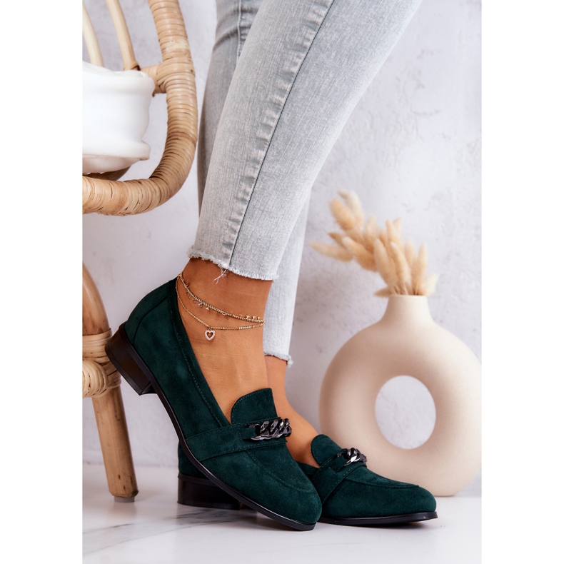 Vinceza Yasmin Green Suede Loafers Green zelený 1
