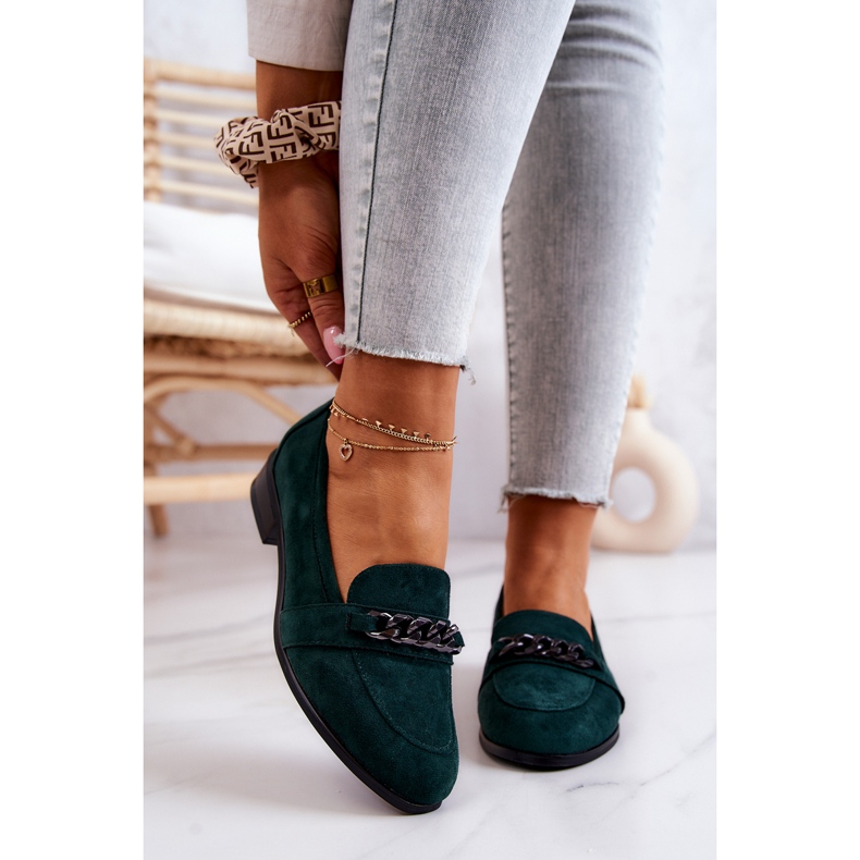 Vinceza Yasmin Green Suede Loafers Green zelená 2