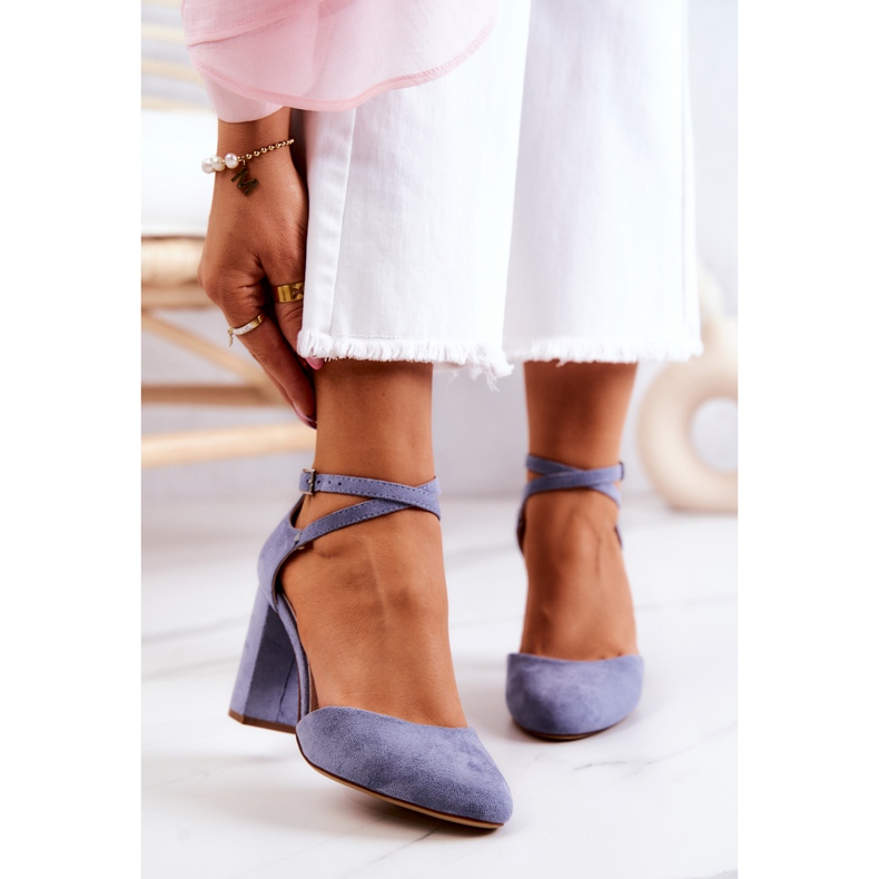 Semišové lodičky na sloupu Sergio Leone SK851 Blue modrý 1