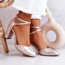 Kožené lodičky na sloupu Sergio Leone SK851 Golden zlatý 2