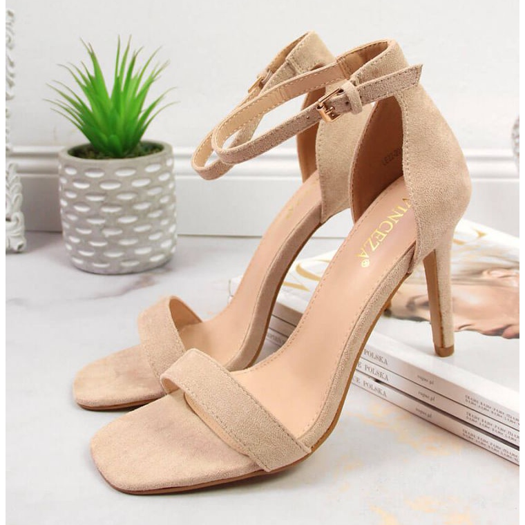 Sandály na jehlovém podpatku Vinceza W JAN81B béžová béžový 2