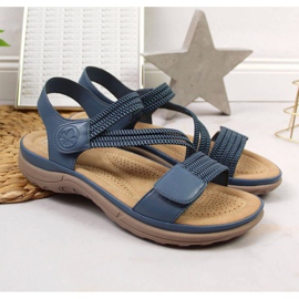 Sandály na suchý zip Rieker W V8873-14 modré modrý 2