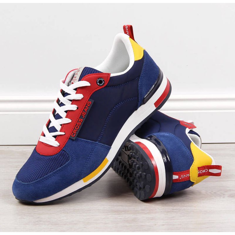 Kožené sportovní boty Cross Jeans M JJ1R4008C červený námořnická modř 2