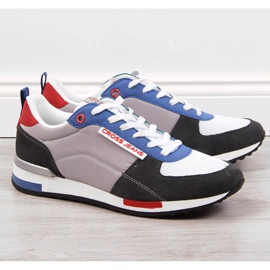 Kožené sportovní boty Cross Jeans M JJ1R4010C bílý černá modrý šedá 1