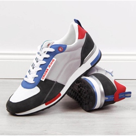 Kožené sportovní boty Cross Jeans M JJ1R4010C bílý černá modrý šedá 2