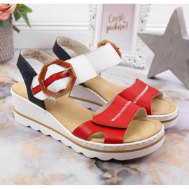 Sandály na klínku Rieker W 67476-33 bílý červené 2