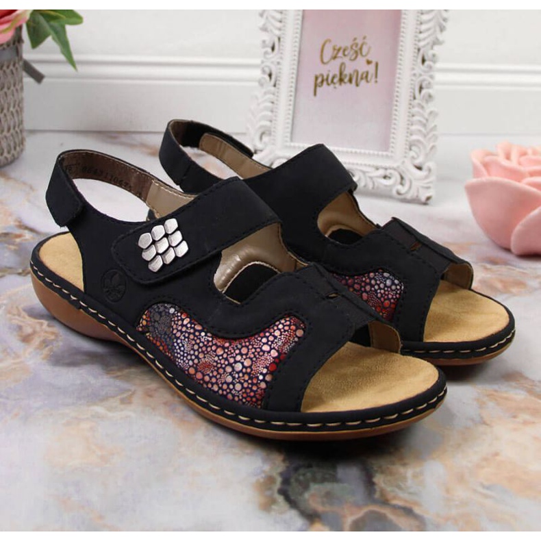 Sandály na suchý zip Rieker W 65989-14 tmavě modrá námořnická modrá 2