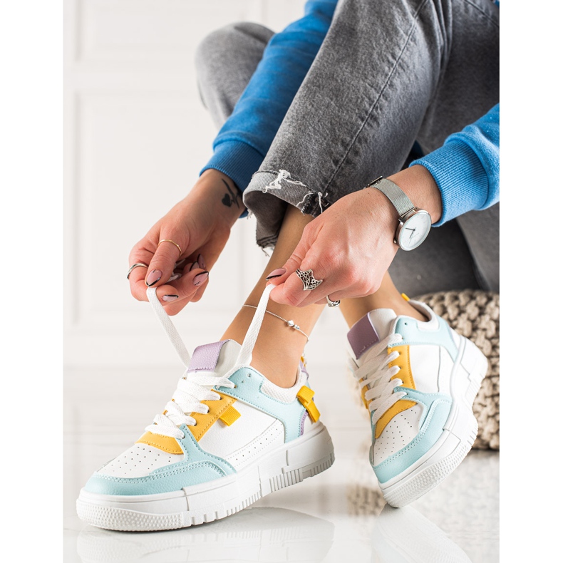 TRENDI Stylové tenisky bílý zelená žlutá 1