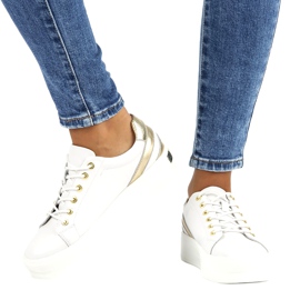 Bílé kožené Creepers Filippo DP3530 / 22 bílý zlatý 5 Bílé kožené Creepers Filippo DP3530 / 22 bílý zlatý 5