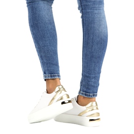 Bílé kožené Creepers Filippo DP3530 / 22 bílý zlatý 6 Bílé kožené Creepers Filippo DP3530 / 22 bílý zlatý 6