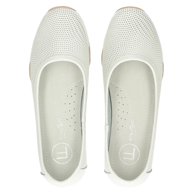 Kožené prolamované bílé baleríny Filippo DP3681 / 22 WH bílý vícebarevný 3 Kožené prolamované bílé baleríny Filippo DP3681 / 22 WH bílý vícebarevný 3