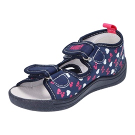 American Club Americké sandály pantofle, kožená vložka TEN19 / 22 Navy blue námořnická modř 3