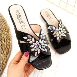 Černé pantofle s kamínky S. Bararski W OLI104 černá 1