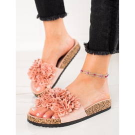 Růžové pantofle s květinami VINCEZA růžový 1 Růžové pantofle s květinami VINCEZA růžový 1