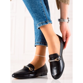 Ideal Shoes Elegantní mokasíny s kubickým zirkonem černý 2
