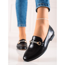 Ideal Shoes Elegantní mokasíny s kubickým zirkonem černý 1