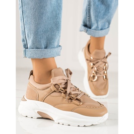 TRENDI Módní tenisky béžový hnědý 1