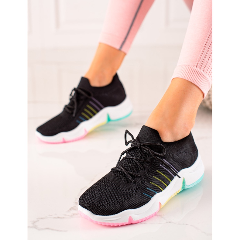 TRENDI Sportovní Boty Na Barevné Platformě černý 1