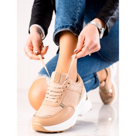 Diamantique Stylové tenisky na platformě béžový 1