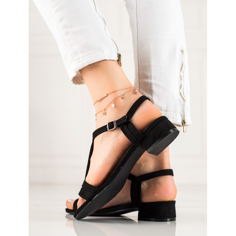 Klasické semišové sandály VINCEZA černá 2