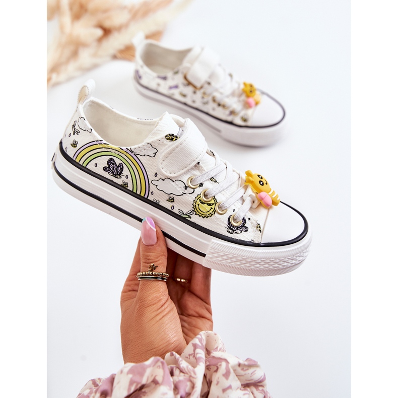 Vinceza Dětské tenisky s potiskem na suchý zip bílá krajka bílý 1 Vinceza Dětské tenisky s potiskem na suchý zip bílá krajka bílý 1