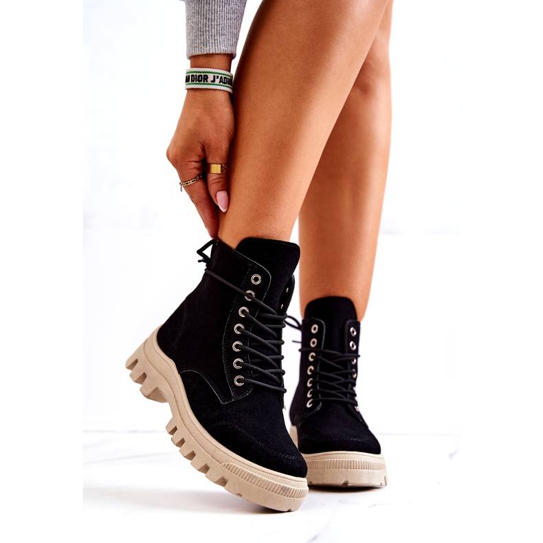 PS1 Semišové boty vázané Black Hurricane černá 2