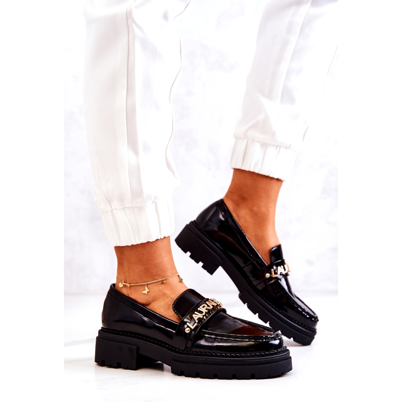 Malované mokasíny dámské dopisy la.fi černá kožená vložka 3