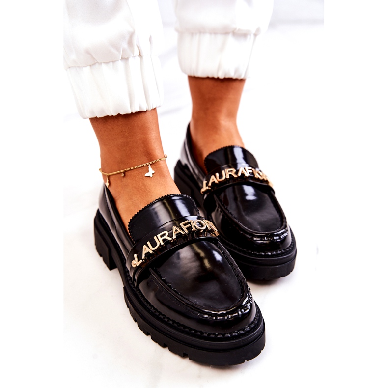 Malované mokasíny dámské dopisy la.fi černá kožená vložka 4