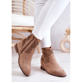 S.Barski Dámské semišové boty na skrytém klínu béžová solene béžový 2