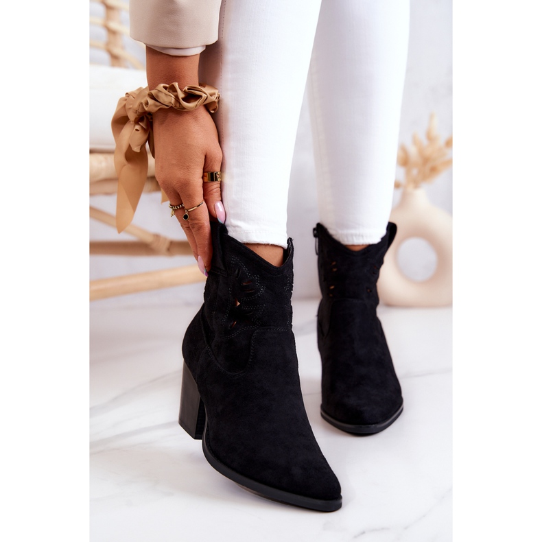 S.Barski Semišové dámské černé kovbojské boty Devon černý 1