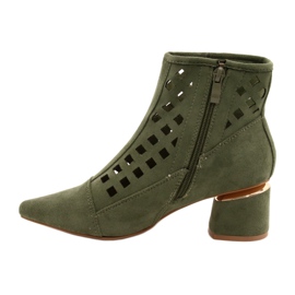 M.Daszyński Dámské prolamované boty Daszyński MR2168A-3 Suede Green zelený 1
