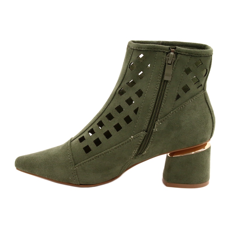 M.Daszyński Dámské prolamované boty Daszyński MR2168A-3 Suede Green zelený 1