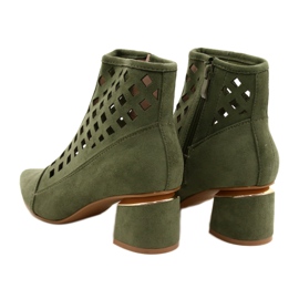 M.Daszyński Dámské prolamované boty Daszyński MR2168A-3 Suede Green zelená 4