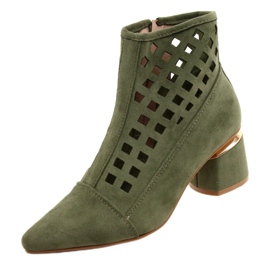 M.Daszyński Dámské prolamované boty Daszyński MR2168A-3 Suede Green zelený 3