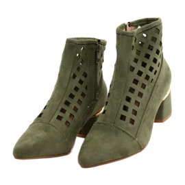 M.Daszyński Dámské prolamované boty Daszyński MR2168A-3 Suede Green zelený 2