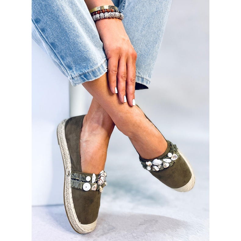 Lola Green Espadrilky s mušlemi zelený 2