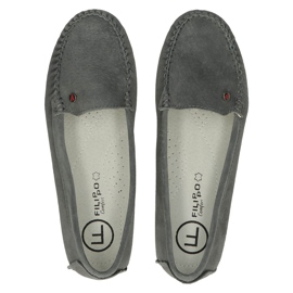 Kožené mokasíny Filippo DP2037 / 22 GR RD Grey červený 5