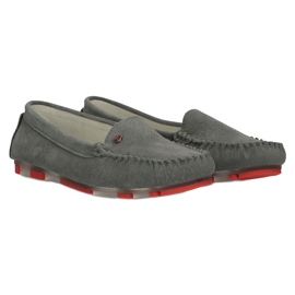 Kožené mokasíny Filippo DP2037 / 22 GR RD Grey červený 4