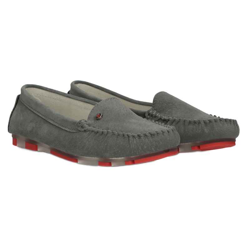 Kožené mokasíny Filippo DP2037 / 22 GR RD Grey červený 4