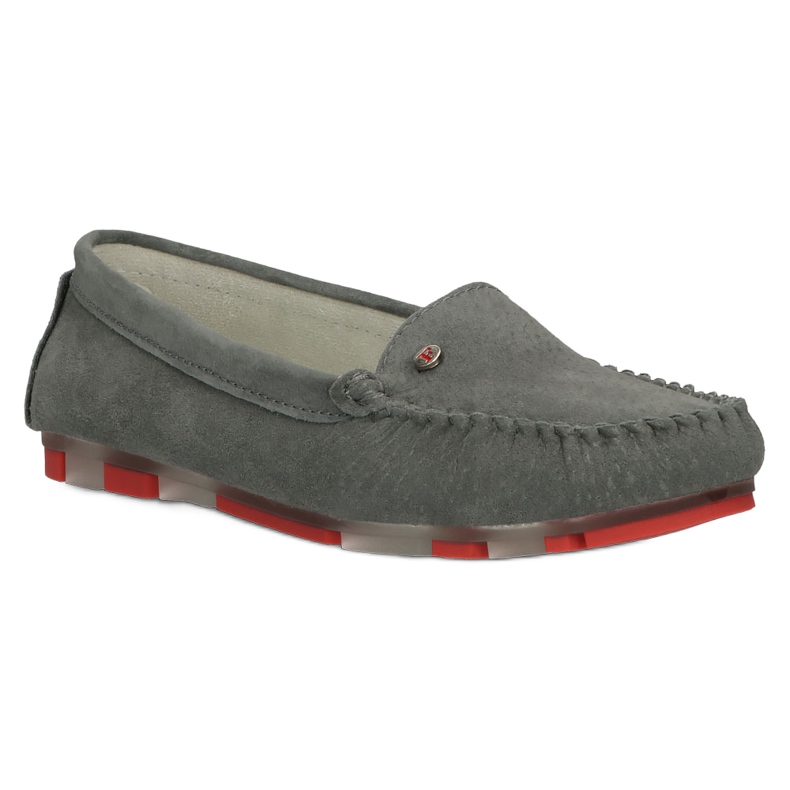 Kožené mokasíny Filippo DP2037 / 22 GR RD Grey červený 1