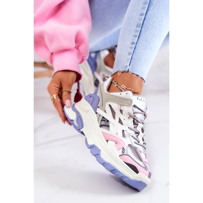 Dámské sportovní kožené tenisky GOE JJ2N4090 Multicolor bílý fialový růžový šedá 1