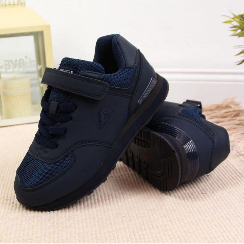 Boty na suchý zip American Club Jr. AM788B tmavě modrá námořnická modrá 2