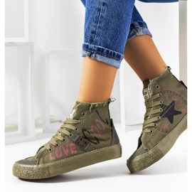 Zelené kotníkové tenisky značky Amabella khaki zelený 1