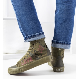 Zelené kotníkové tenisky značky Amabella khaki zelená 2