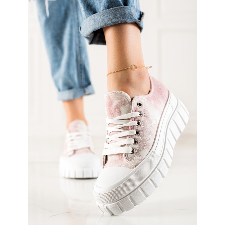 W. Potocki Tenisky Na Platformě Potocki bílý růžový 2