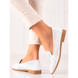 Goodin Kožené mokasíny s prolamovaným vzorem bílý 1