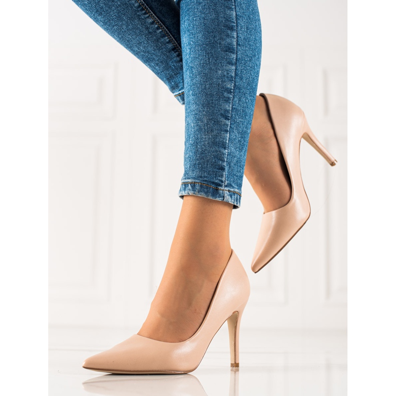 Goodin Klasické vysoké podpatky vyrobené z eko kůže béžový 2