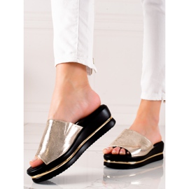 Goodin Lesklé Pantofle Na Platformě zlatý 1