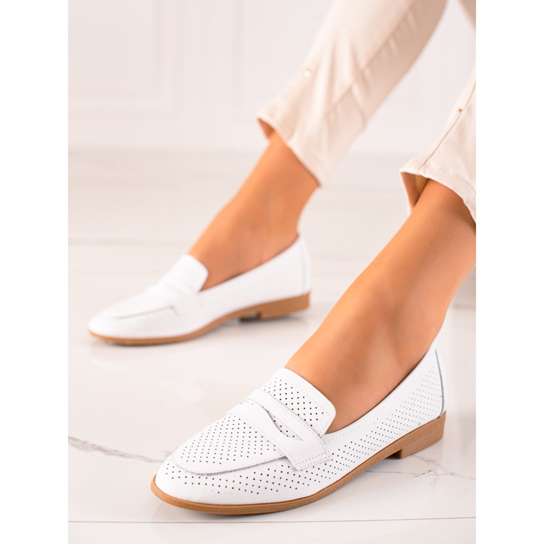 Goodin Prolamované kožené pány bílý 1