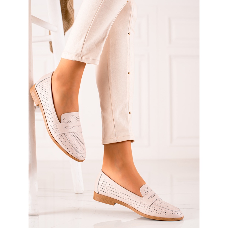 Goodin Prolamované kožené pány béžový 1